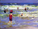 Edward Potthast Canvas Paintings - Little Sea Bather